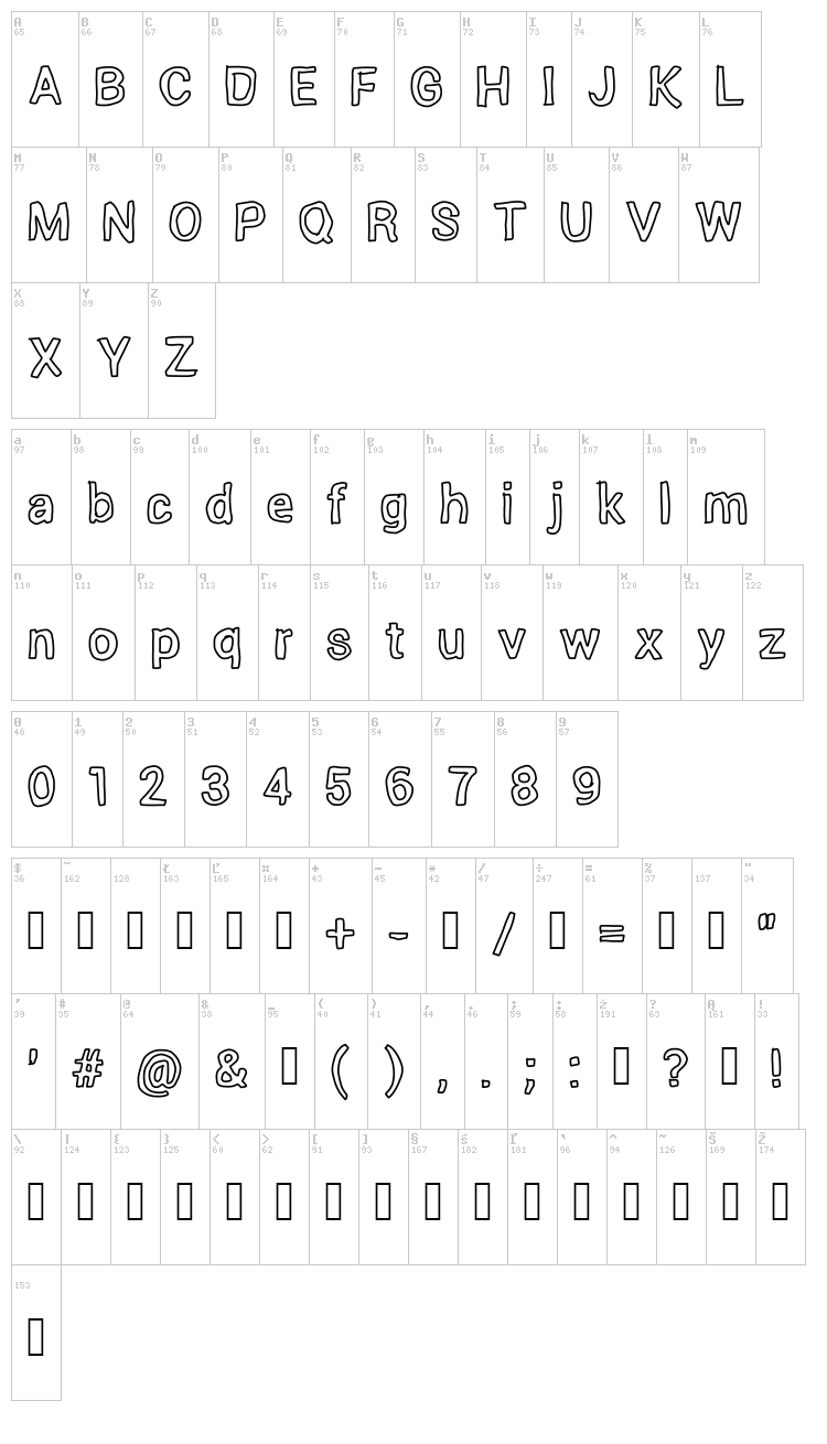 Outside inside outline font map